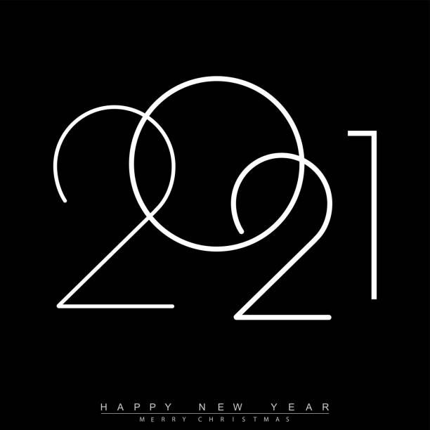 Happy New Year 2021 with silver shiny text. Vector Happy New Year 2021 with silver shiny text. Vector. holiday vacations party mirrored pattern stock illustrations