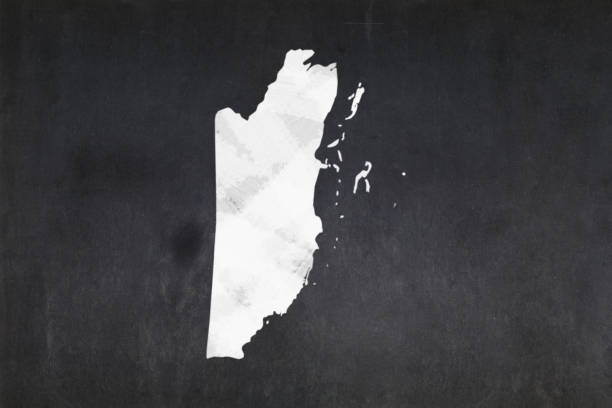 Blackboard with a the map of Belize drawn in the middle.