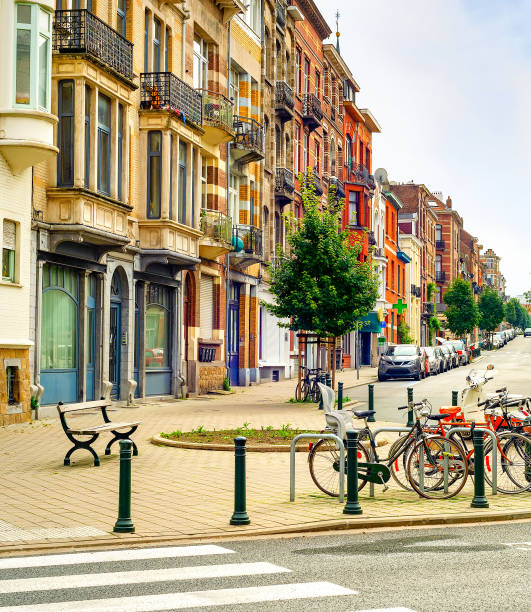 istock Cityscape, street, bicycles, Brussels, Belgium 1279945680