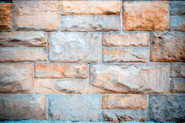old wall of stone shell rock of arbitrary shape.