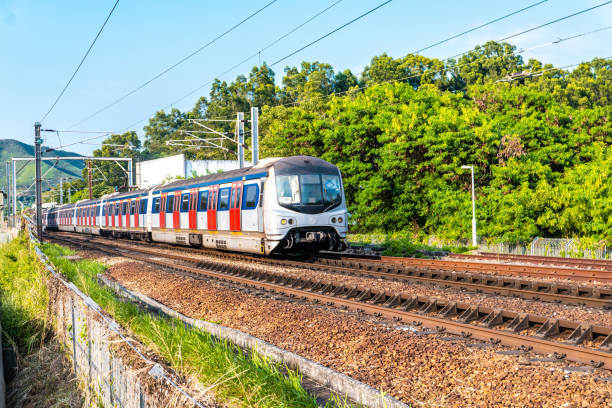 istock Speed of train pass though the platform in hong kong 1279946969