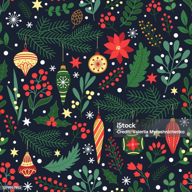 Bezszwowy Wzór Bożonarodzeniowy - Stockowe grafiki wektorowe i więcej obrazów Boże Narodzenie - Boże Narodzenie, Tło, Wzór - Opis