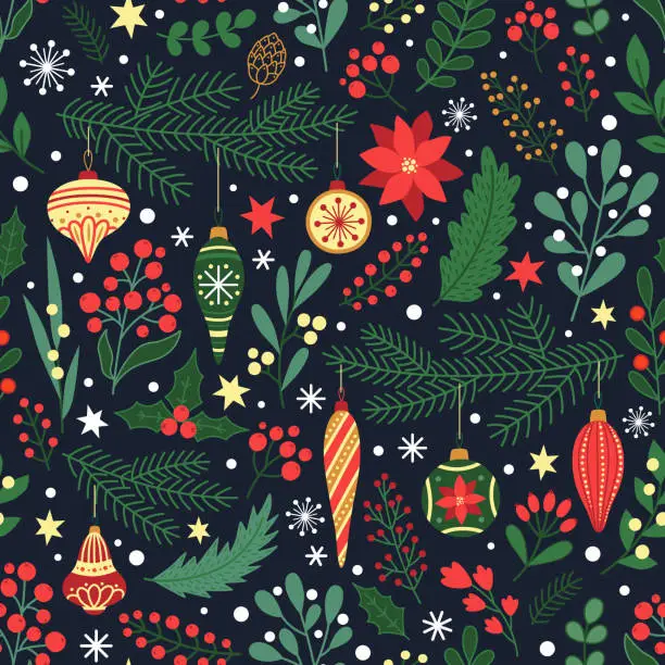 Vector illustration of Seamless Christmas pattern.