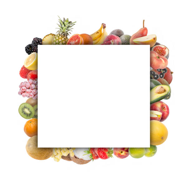 Healthy fresh fruit shot from above with copy space in the center
