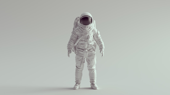 Astronauta blanco con vista frontal de visera negra photo