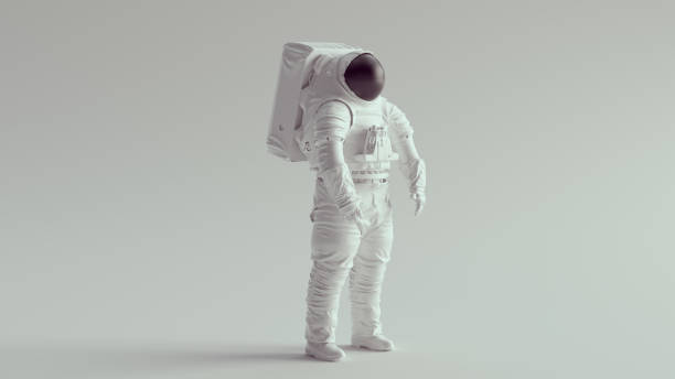 istock White Astronaut with Black Visor Space Walk Suit Quarter View 1279951049