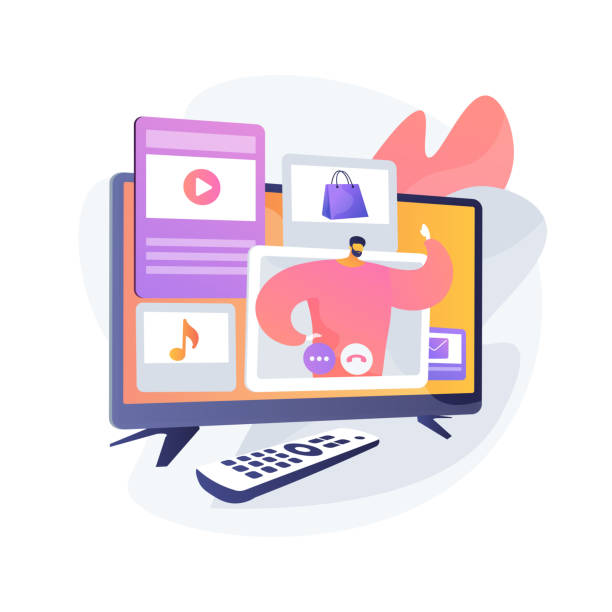 Tv shop vector concept metaphor Paid programming idea. Commerce broadcasting. Smart television, remote tv controller. Infomercial, television commercial, modern teleshopping. Vector isolated concept metaphor illustration tv advertisement stock illustrations