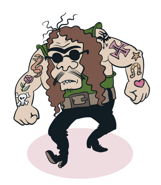 ilustraciones, imágenes clip art, dibujos animados e iconos de stock de brutal rough muscular man cartoon - coat concepts danger anger