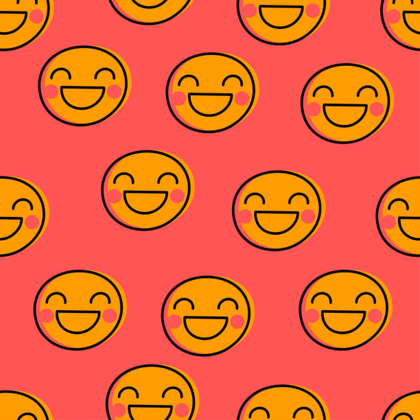 fgfg Funny faces with smiles seamless pattern for april fools day. Cute positive background april fools day stock illustrations