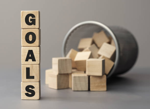 istock Word GOALS is made from cube wooden blocks on a desk 1279954345