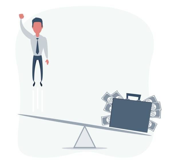 istock Business startup concept. Vector illustration with a businessman flying up and a briefcase full of money 1279955054