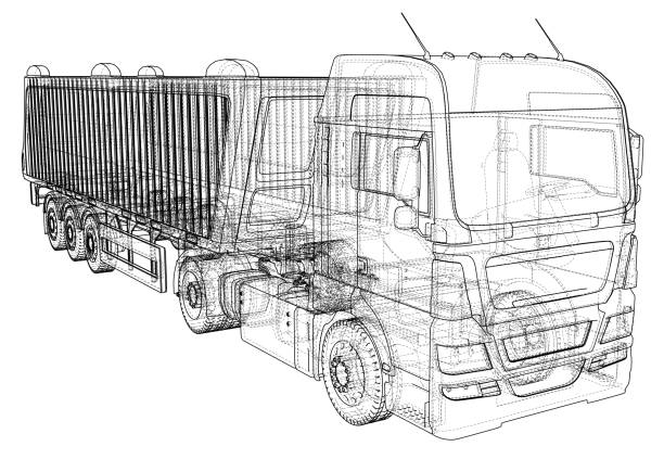 istock Dump truck vector illustration. Isolated white tipper lorry. Tracing illustration of 3d. EPS 10 vector format. 1279956452