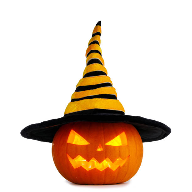istock Halloween pumpkin in witches hat 1279956508