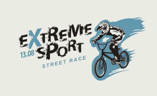 ilustrações, clipart, desenhos animados e ícones de banner sobre o tema do esporte extremo e corrida de rua - bmx cycling bicycle cycling sport