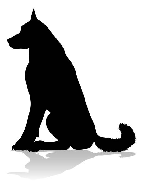 Dog Silhouette Pet Animal A detailed animal silhouette of a pet dog dog sitting icon stock illustrations