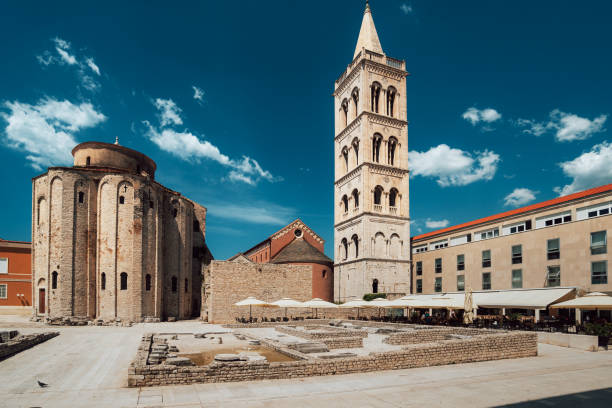 panorama view of historic center in Zadar, Croatia stock photo