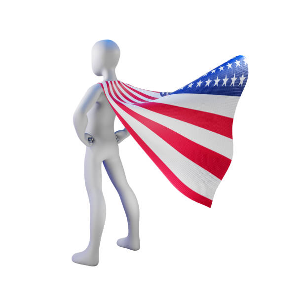 istock Superhero 3d render with united states nation cape. 1279970956