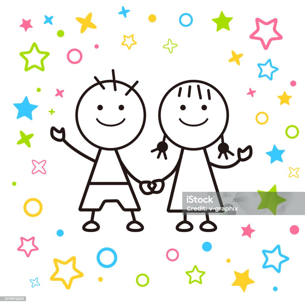 Bạn Bè Tốt Cô Gái Và Bé Trai Mẫu Giáo Mẫu Giáo Vector Hình Ảnh Nền ...