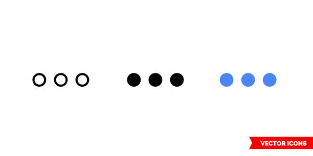 значок ellipsis 3 типа цвета, черно-белый, контур. изолированный символ знака вектора - twitter black and white online messaging speech bubble stock illustrations
