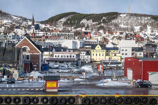 Harstad in winter snow, Norway Feb 25 2019