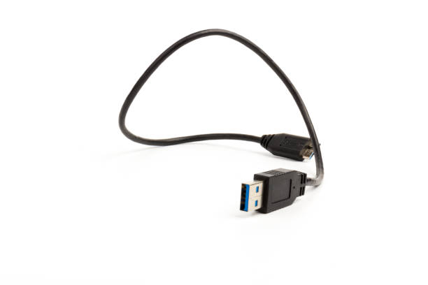 istock USB cable close up on white background. Charge, plugging, equipment and electricity 1279975115