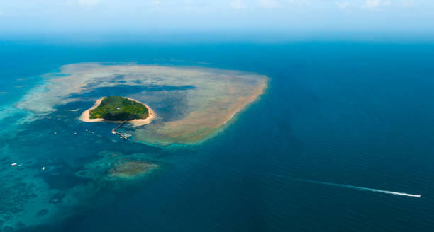 istock Tropical island with coral reef 1279976790