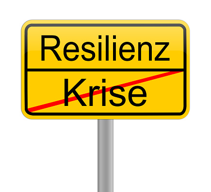 resilience - crisis on yellow sign - in german – illustration