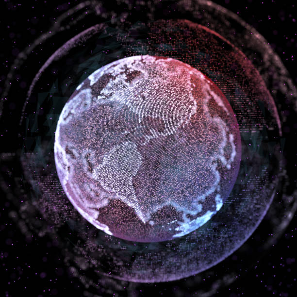 istock 3d illustration of detailed virtual planet Earth. Technological digital globe world. 1279980620