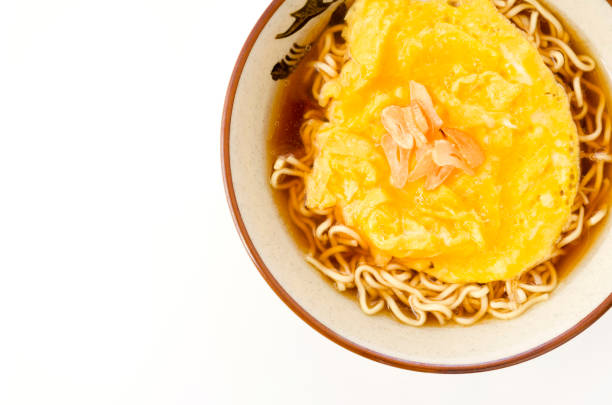 Instant noodles with omelet in bowl