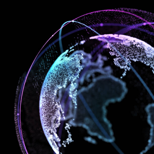 istock Point, line, satellite surface composed of circular graphics, Global network connection,international meaning. 3d illustration. 1279982119