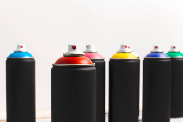 istock Spray paint cans close up. High quality photo 1279984548