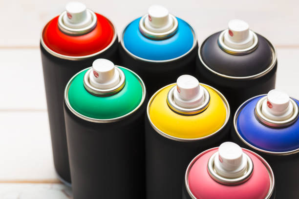 istock Spray paint cans close up. High quality photo 1279984554