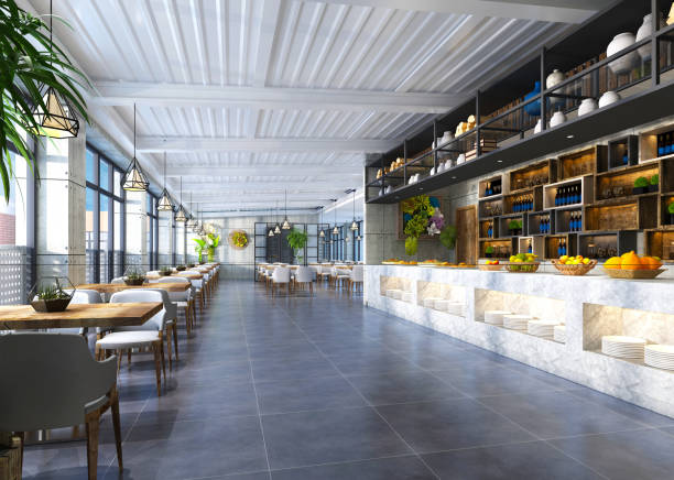 istock 3d render of modern cafe restaurant 1279984869