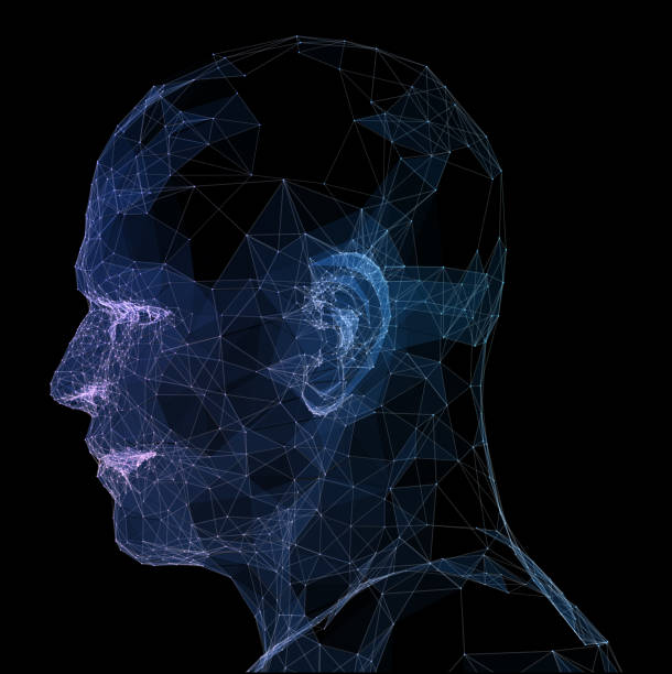 istock Point, Line connection from the head contour. 3d illustration 1279987166