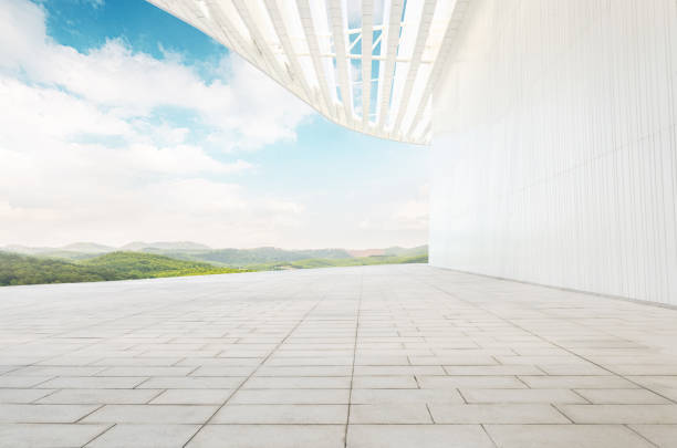 Clean and bright outdoor architectural space, modern architecture with artistic sense.