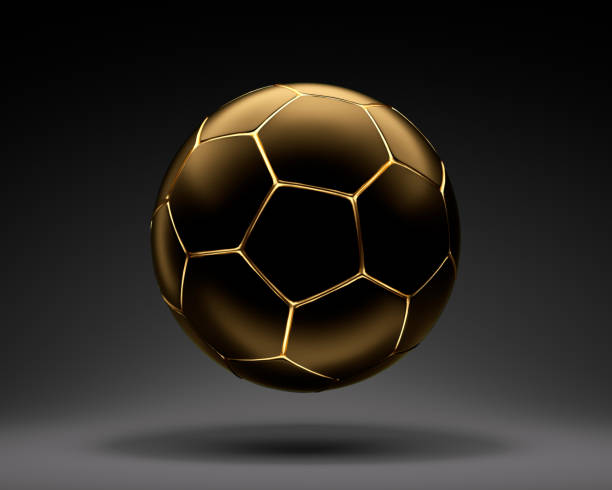 Black and Golden Soccer Ball on dark Background