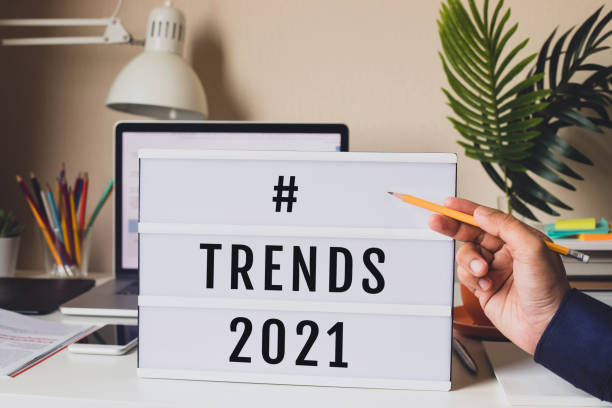 istock Trends of 2021 concepts with text on lightbox. 1279993469