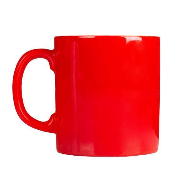 Red mug isolated on white background stock photo