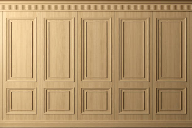 istock Classic wall with vintage beech wood panels 1279999382