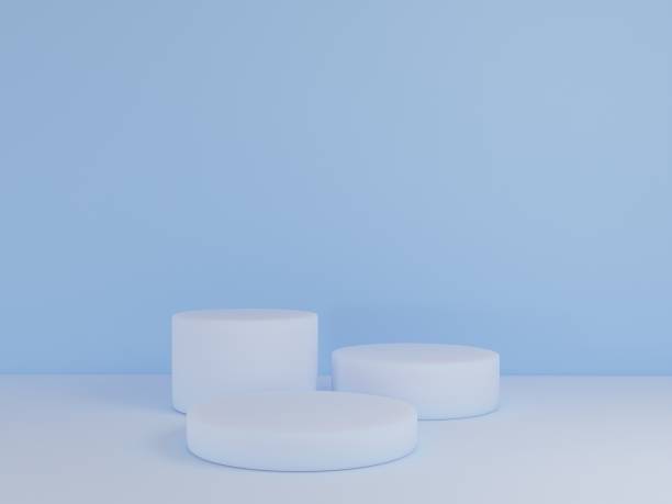 istock Scene with podium for mock up presentation in blue color and minimalism style with copy space, 3d render abstract background design 1280003252
