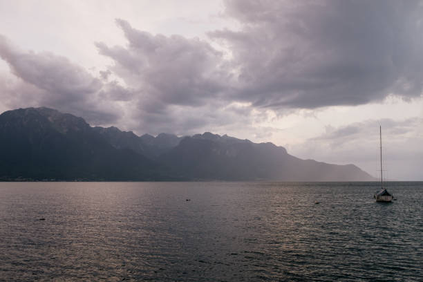 Small yacht on Lake Geneva
