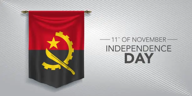 Vector illustration of Angola independence day greeting card, banner, vector illustration