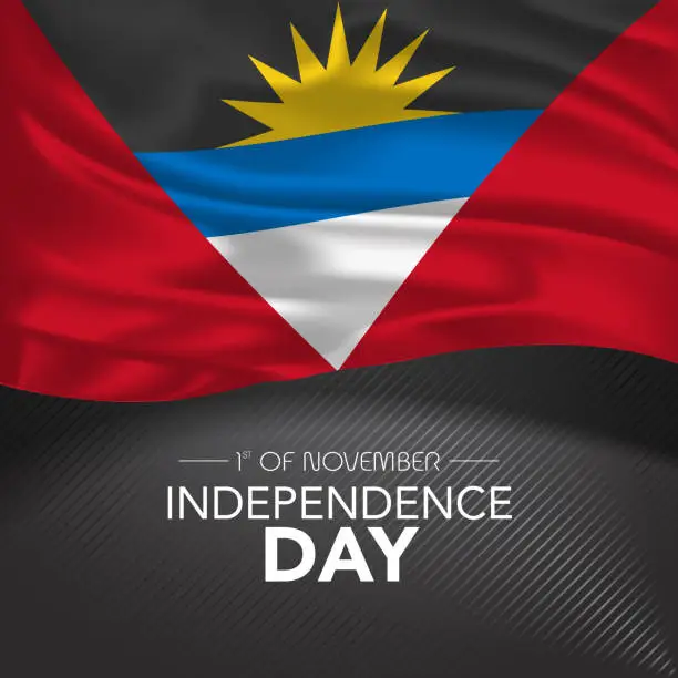 Vector illustration of Antigua and Barbuda happy independence day greeting card, banner, vector illustration