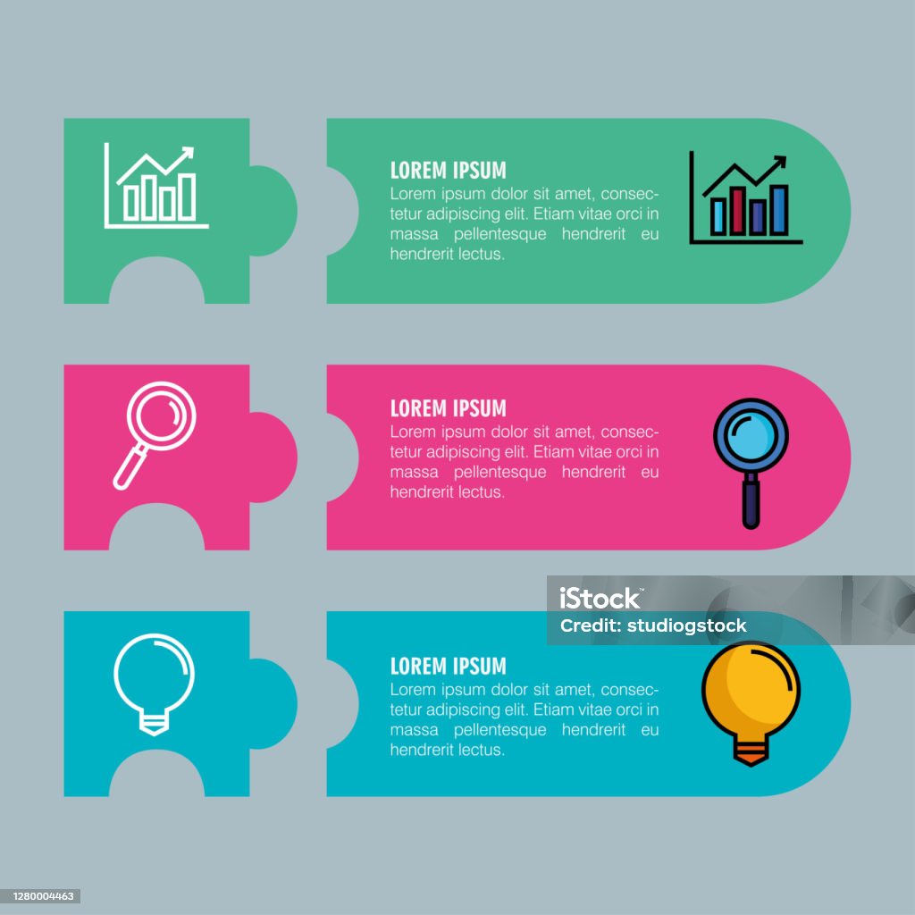 Visual Step Bars Infographic Steps Bars Chart Lupe And Light Bulb Vector Design Stock ...