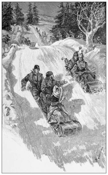 Antique illustration of Montreal, Canada: Toboggan