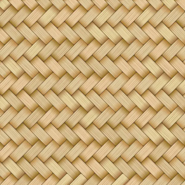 Vector illustration of Reed mat with woven texture of crosshatched straws
