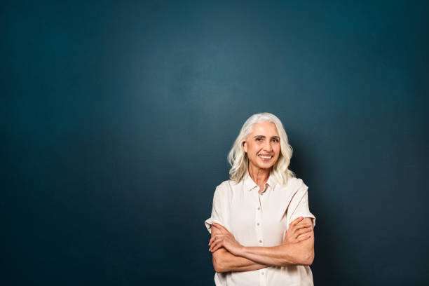 istock Gorgeous mature old woman looking camera. 1280011478