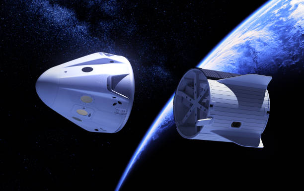 istock Separation of the descent module from a private spacecraft 1280013731
