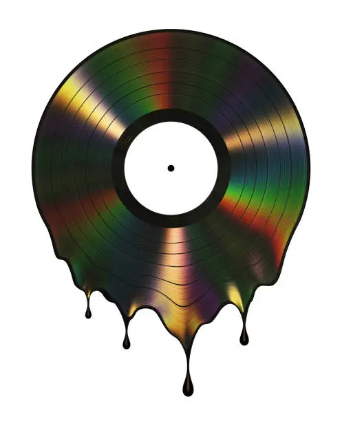 Photo of Iridescent molten vinyl isolated on white background