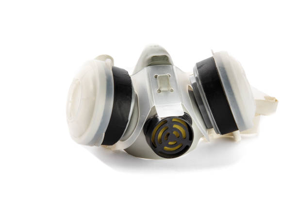 a respirator mask protects the person from toxic dust, vapor and viruses